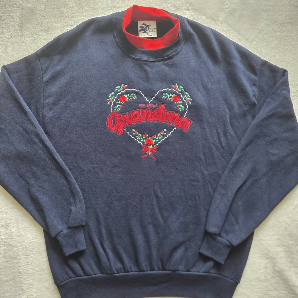 Vintage‎ Grandma Embroidered Sweatshirt Pleasant Shade USA Made XL